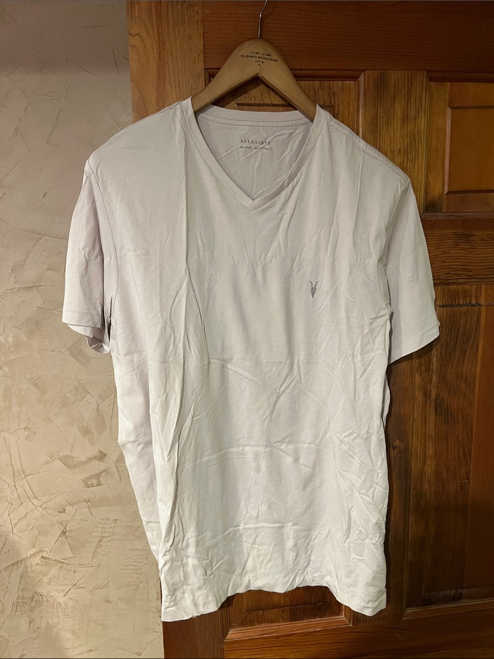 All Saints Men’s White V-Neck Short Sleeve Tee